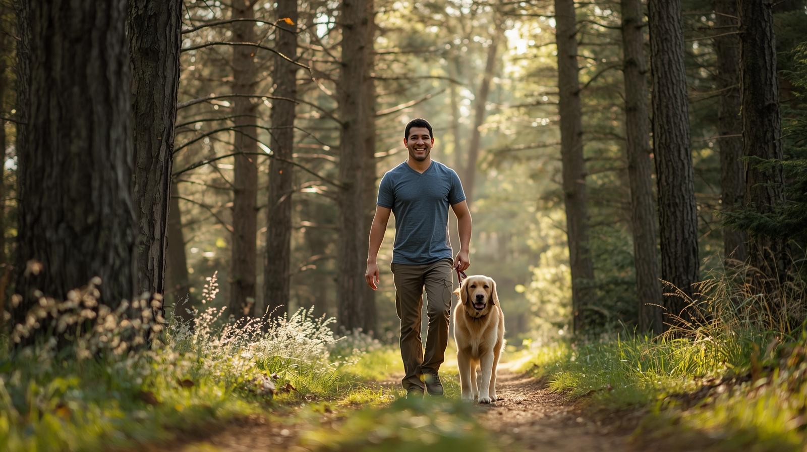 A Dog And Its Owner In The Forest